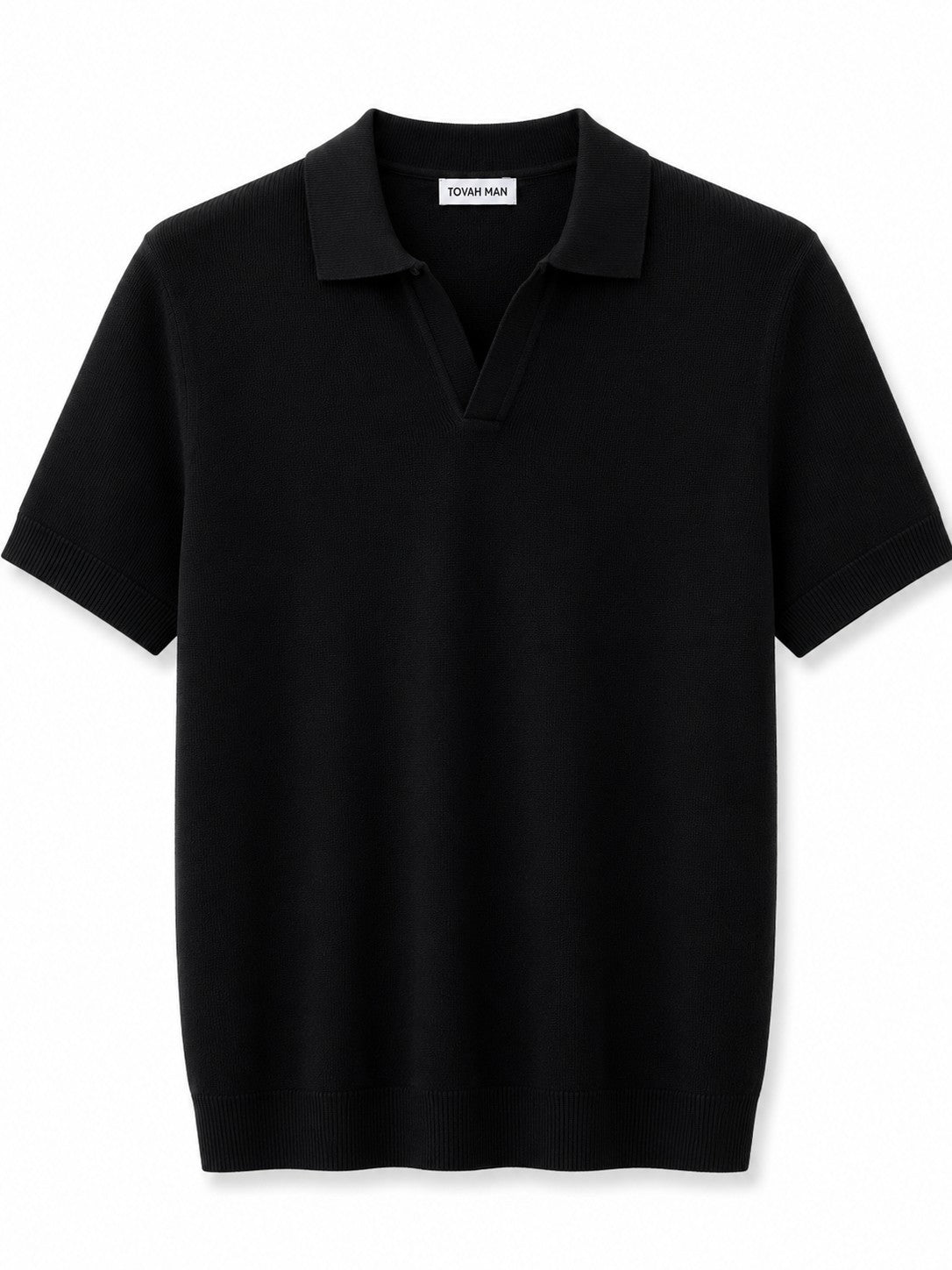 Tovah Textured Knit Polo - Black