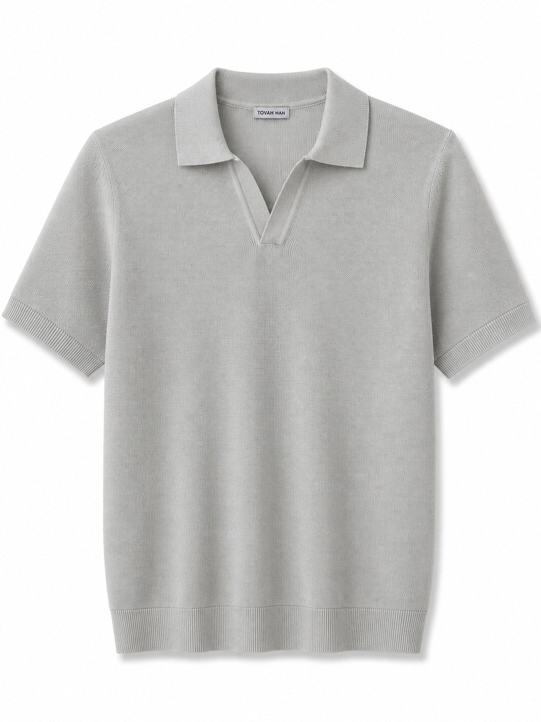 Tovah Textured Knit Polo - Grey