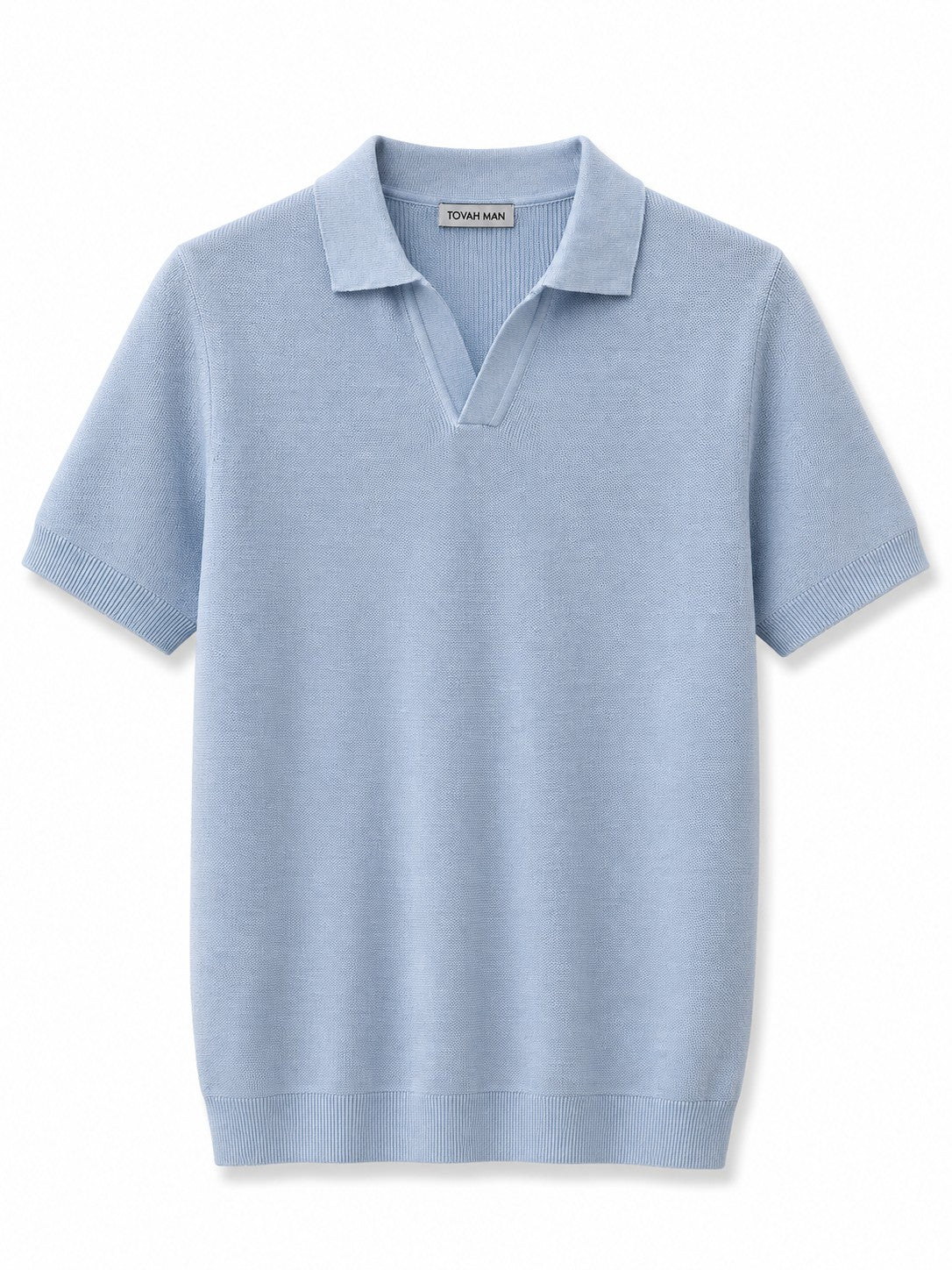 Tovah Textured Knit Polo - Light Blue