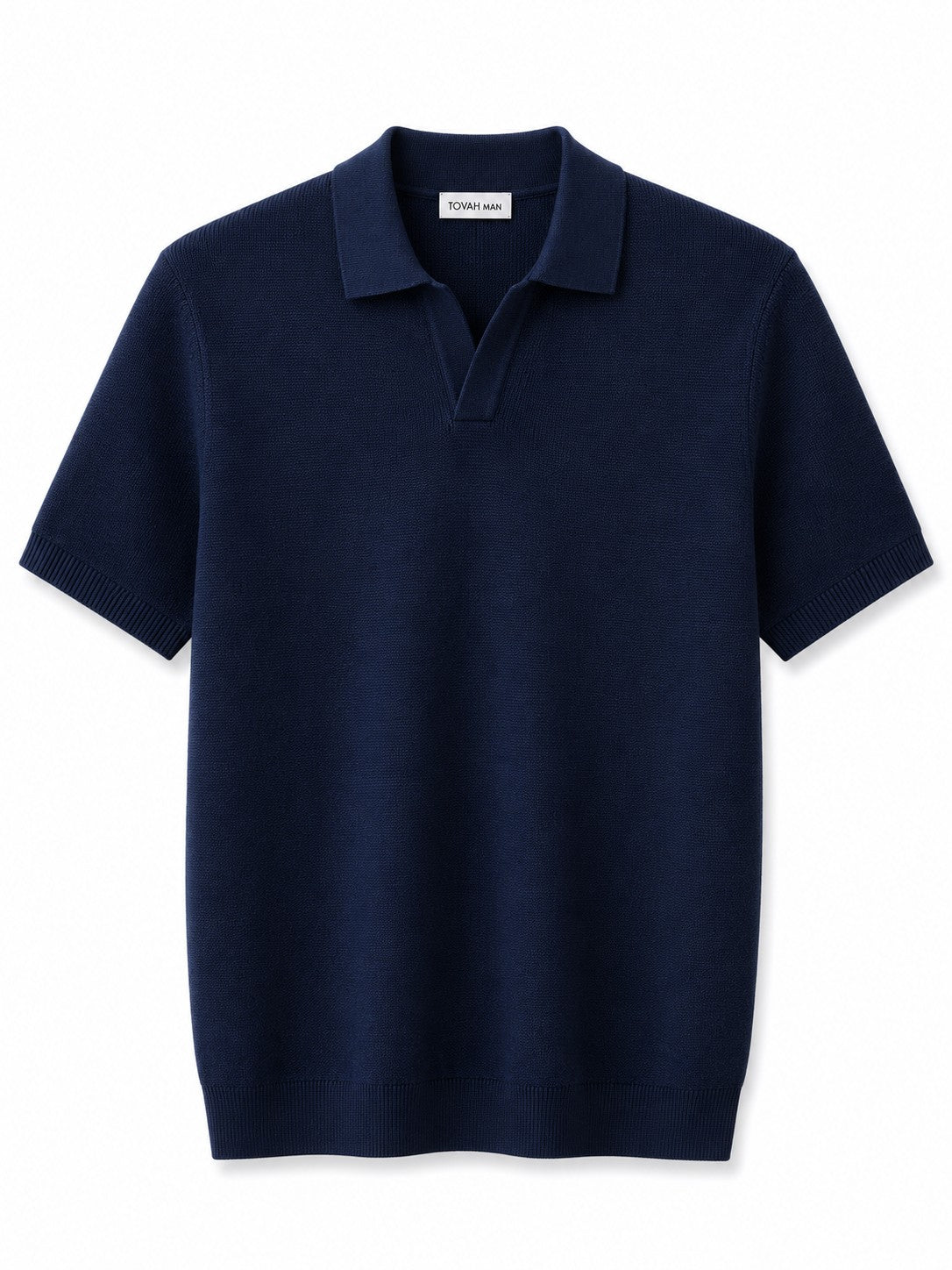 Tovah Textured Knit Polo - Navy