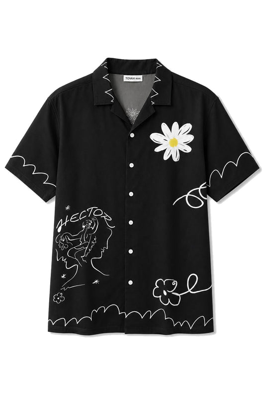 Tovah Sketch Camp Shirt - Black