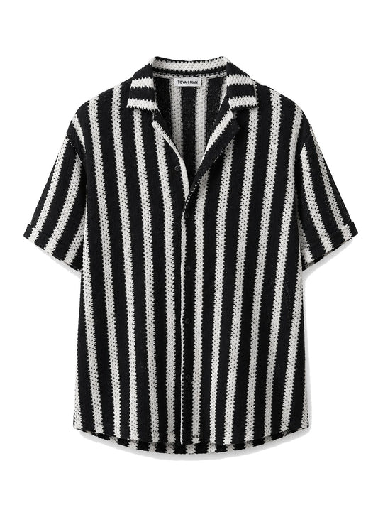 Tovah Monochrome Stripe Camp Shirt