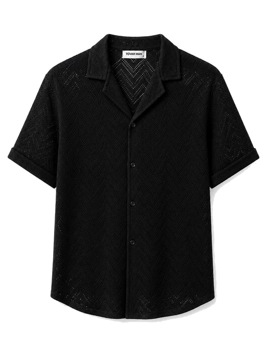 Tovah Chevron Camp Shirt - Black