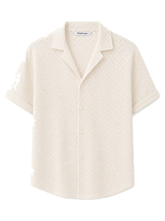 Tovah Chevron Camp Shirt - Cream